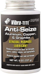Vibra-Tite - 8 oz Can Anti-Seize Anti-Seize Lubricant - Aluminum/Copper/Graphite, -65 to 1,600°F, Silver Colored, Water Resistant - Apex Tool & Supply