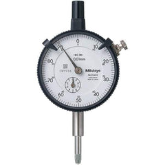 Mitutoyo - 10mm Range, 0-100 Dial Reading, 0.01mm Graduation Dial Drop Indicator - 57mm Dial, 1mm Range per Revolution, 0.013mm Accuracy, Revolution Counter - Apex Tool & Supply