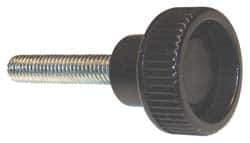 Gibraltar - M4x0.70 Knurled Shoulder Steel Thumb Screw - 34mm OAL, 20mm Head Diam x 8mm Head Height, Zinc-Plated Finish - Apex Tool & Supply