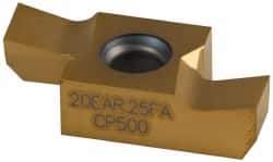 Seco - 2520EAR FA Grade CP500, 1/4" Cutting Width Carbide Grooving Insert - 1/4" Max Depth of Cut, Right Hand, TiAlN/TiN Finish - Apex Tool & Supply