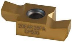 Seco - 2520EAR FA Grade CP500, 1/4" Cutting Width Carbide Grooving Insert - 1/4" Max Depth of Cut, Right Hand, TiAlN/TiN Finish - Apex Tool & Supply