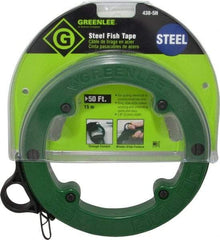 Greenlee - 50 Ft. Long x 1/8 Inch Wide, 3/64 Inch Thick, Steel Fish Tape - 400 Lb. Pulling Strength, Includes Case - Apex Tool & Supply