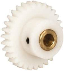 Made in USA - 32 Pitch, 15/16" Pitch Diam, 1" OD, 30 Tooth Spur Gear - 3/16" Face Width, 3/16" Bore Diam, 9/16" Hub Diam, 20° Pressure Angle, Acetal - Apex Tool & Supply