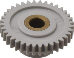 Made in USA - 32 Pitch, 1-1/8" Pitch Diam, 1-3/16" OD, 36 Tooth Spur Gear - 3/16" Face Width, 1/4" Bore Diam, 39/64" Hub Diam, 20° Pressure Angle, Acetal - Apex Tool & Supply