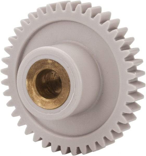 Made in USA - 32 Pitch, 1-1/4" Pitch Diam, 1-5/16" OD, 40 Tooth Spur Gear - 3/16" Face Width, 1/4" Bore Diam, 39/64" Hub Diam, 20° Pressure Angle, Acetal - Apex Tool & Supply