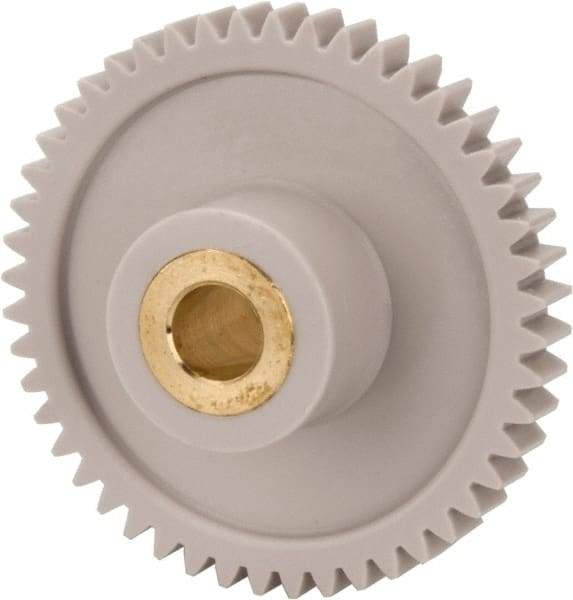 Made in USA - 32 Pitch, 1-1/2" Pitch Diam, 1-9/16" OD, 48 Tooth Spur Gear - 3/16" Face Width, 1/4" Bore Diam, 5/8" Hub Diam, 20° Pressure Angle, Acetal - Apex Tool & Supply