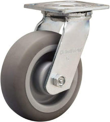 Hamilton - 6" Diam x 2" Wide x 7-1/2" OAH Top Plate Mount Swivel Caster - Rubber Mold on Polyolefin, 410 Lb Capacity, Straight Roller Bearing, 4 x 4-1/2" Plate - Apex Tool & Supply