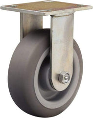 Hamilton - 6" Diam x 2" Wide x 7-1/2" OAH Top Plate Mount Rigid Caster - Rubber Mold on Polyolefin, 410 Lb Capacity, Straight Roller Bearing, 4 x 4-1/2" Plate - Apex Tool & Supply
