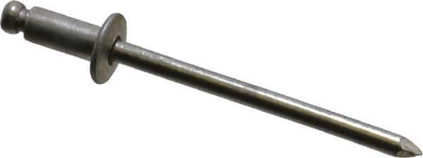 Marson - Button Head Aluminum Open End Blind Rivet - Aluminum Mandrel, 0.032" to 1/8" Grip, 1/4" Head Diam, 0.129" to 0.133" Hole Diam, 0.275" Length Under Head, 1/8" Body Diam - Apex Tool & Supply