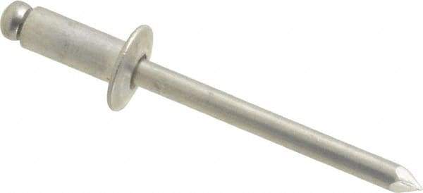 Marson - Button Head Aluminum Open End Blind Rivet - Aluminum Mandrel, 0.188" to 1/4" Grip, 3/8" Head Diam, 0.192" to 0.196" Hole Diam, 0.45" Length Under Head, 3/16" Body Diam - Apex Tool & Supply