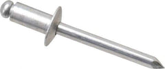 Marson - Button Head Aluminum Open End Blind Rivet - Aluminum Mandrel, 0.126" to 1/4" Grip, 1/2" Head Diam, 0.257" to 0.261" Hole Diam, 1/2" Length Under Head, 1/4" Body Diam - Apex Tool & Supply