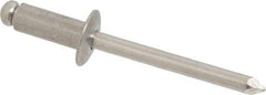 Marson - Button Head Aluminum Open End Blind Rivet - Aluminum Mandrel, 0.251" to 3/8" Grip, 1/2" Head Diam, 0.257" to 0.261" Hole Diam, 5/8" Length Under Head, 1/4" Body Diam - Apex Tool & Supply