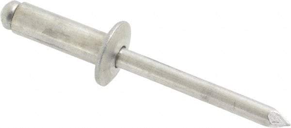Marson - Button Head Aluminum Open End Blind Rivet - Aluminum Mandrel, 0.376" to 1/2" Grip, 1/2" Head Diam, 0.257" to 0.261" Hole Diam, 3/4" Length Under Head, 1/4" Body Diam - Apex Tool & Supply