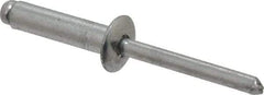 Marson - Button Head Aluminum Open End Blind Rivet - Aluminum Mandrel, 0.626" to 3/4" Grip, 1/2" Head Diam, 0.257" to 0.261" Hole Diam, 1" Length Under Head, 1/4" Body Diam - Apex Tool & Supply