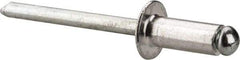 Marson - Button Head Aluminum Open End Blind Rivet - Steel Mandrel, 3/16" to 1/4" Grip, 3/8" Head Diam, 0.192" to 0.196" Hole Diam, 0.45" Length Under Head, 3/16" Body Diam - Apex Tool & Supply