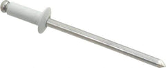 Marson - Button Head Aluminum Open End Blind Rivet - Aluminum Mandrel, 0.126" to 0.187" Grip, 1/4" Head Diam, 0.129" to 0.133" Hole Diam, 0.337" Length Under Head, 1/8" Body Diam - Apex Tool & Supply