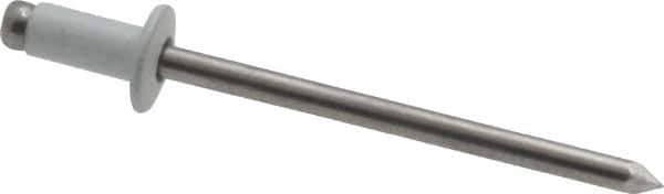 Marson - Button Head Aluminum Open End Blind Rivet - Aluminum Mandrel, 0.063" to 1/8" Grip, 1/4" Head Diam, 0.129" to 0.133" Hole Diam, 0.275" Length Under Head, 1/8" Body Diam - Apex Tool & Supply