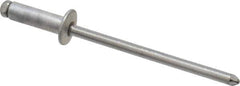 Marson - Button Head Aluminum Open End Blind Rivet - Steel Mandrel, 3/16" to 1/4" Grip, 1/4" Head Diam, 0.129" to 0.133" Hole Diam, 0.4" Length Under Head, 1/8" Body Diam - Apex Tool & Supply