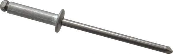 Marson - Button Head Aluminum Open End Blind Rivet - Steel Mandrel, 5/16" to 3/8" Grip, 1/4" Head Diam, 0.129" to 0.133" Hole Diam, 0.525" Length Under Head, 1/8" Body Diam - Apex Tool & Supply