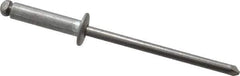 Marson - Button Head Aluminum Open End Blind Rivet - Steel Mandrel, 5/16" to 3/8" Grip, 1/4" Head Diam, 0.129" to 0.133" Hole Diam, 0.525" Length Under Head, 1/8" Body Diam - Apex Tool & Supply