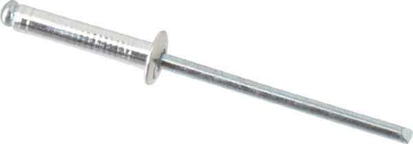 Marson - Button Head Aluminum Open End Blind Rivet - Steel Mandrel, 0.376" to 1/2" Grip, 1/4" Head Diam, 0.129" to 0.133" Hole Diam, 0.65" Length Under Head, 1/8" Body Diam - Apex Tool & Supply