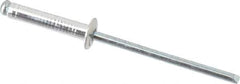 Marson - Button Head Aluminum Open End Blind Rivet - Steel Mandrel, 0.376" to 1/2" Grip, 1/4" Head Diam, 0.129" to 0.133" Hole Diam, 0.65" Length Under Head, 1/8" Body Diam - Apex Tool & Supply