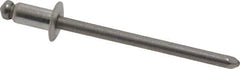 Marson - Button Head Stainless Steel Open End Blind Rivet - Stainless Steel Mandrel, 1/32" to 1/8" Grip, 1/4" Head Diam, 0.129" to 0.133" Hole Diam, 0.275" Length Under Head, 1/8" Body Diam - Apex Tool & Supply