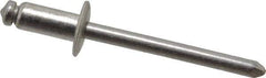 Marson - Button Head Stainless Steel Open End Blind Rivet - Stainless Steel Mandrel, 3/16" to 1/4" Grip, 3/8" Head Diam, 0.192" to 0.196" Hole Diam, 0.45" Length Under Head, 3/16" Body Diam - Apex Tool & Supply