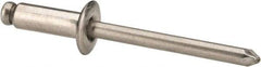 Marson - Button Head Stainless Steel Open End Blind Rivet - Stainless Steel Mandrel, 5/16" to 3/8" Grip, 3/8" Head Diam, 0.192" to 0.196" Hole Diam, 0.575" Length Under Head, 3/16" Body Diam - Apex Tool & Supply