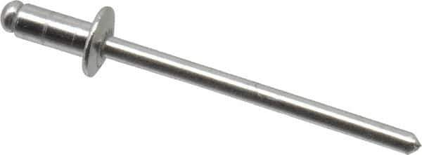 Marson - Button Head Aluminum Open End Blind Rivet - Aluminum Mandrel, 1/32" to 1/8" Grip, 1/4" Head Diam, 0.129" to 0.133" Hole Diam, 0.275" Length Under Head, 1/8" Body Diam - Apex Tool & Supply