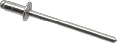 Marson - Button Head Aluminum Open End Blind Rivet - Aluminum Mandrel, 1/32" to 1/8" Grip, 1/4" Head Diam, 0.129" to 0.133" Hole Diam, 0.275" Length Under Head, 1/8" Body Diam - Apex Tool & Supply