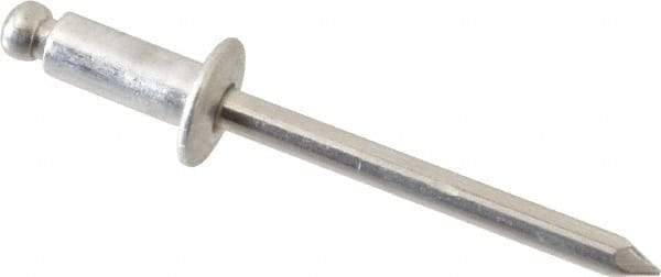 Marson - Button Head Aluminum Open End Blind Rivet - Aluminum Mandrel, 3/16" to 1/4" Grip, 3/8" Head Diam, 0.192" to 0.196" Hole Diam, 0.45" Length Under Head, 3/16" Body Diam - Apex Tool & Supply
