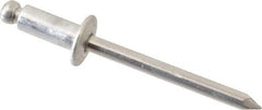 Marson - Button Head Aluminum Open End Blind Rivet - Aluminum Mandrel, 3/16" to 1/4" Grip, 3/8" Head Diam, 0.192" to 0.196" Hole Diam, 0.45" Length Under Head, 3/16" Body Diam - Apex Tool & Supply