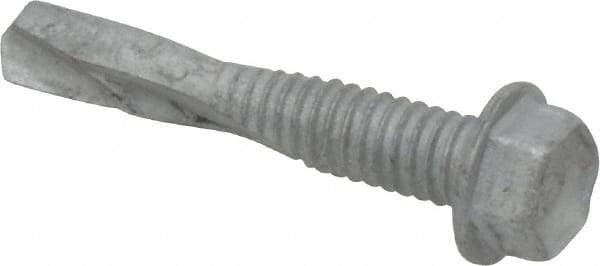 Buildex - #12, Hex Washer Head, Hex Drive, 1-1/4" Length Under Head, #5 Point, Self Drilling Screw - Steel - Apex Tool & Supply