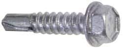 Buildex - 1/4", Hex Washer Head, Hex Drive, 1-1/4" Length Under Head, #3 Point, Self Drilling Screw - Steel - Apex Tool & Supply