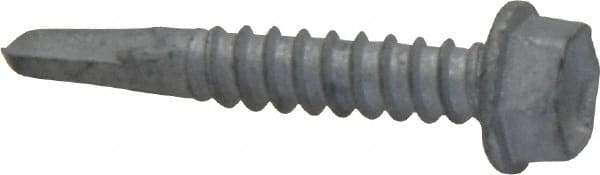 Buildex - #12, Hex Washer Head, Hex Drive, 1-1/4" Length Under Head, #2 Point, Self Drilling Screw - Steel - Apex Tool & Supply