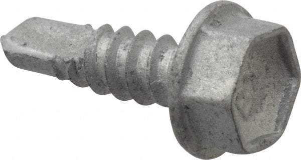 Buildex - #10, Hex Washer Head, Hex Drive, 5/8" Length Under Head, #3 Point, Self Drilling Screw - Steel - Apex Tool & Supply