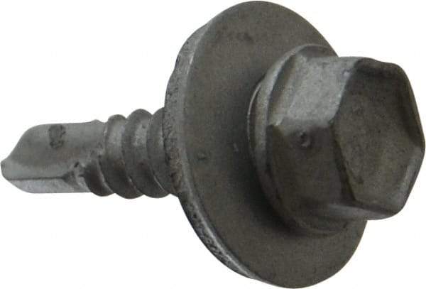 Buildex - #10, Hex Washer Head, Hex Drive, 3/4" Length Under Head, #3 Point, Self Drilling Screw - Steel - Apex Tool & Supply