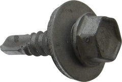 Buildex - #10, Hex Washer Head, Hex Drive, 3/4" Length Under Head, #3 Point, Self Drilling Screw - Steel - Apex Tool & Supply