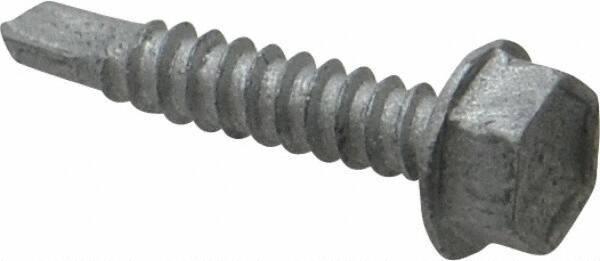 Buildex - #10, Hex Washer Head, Hex Drive, 1" Length Under Head, #3 Point, Self Drilling Screw - Steel - Apex Tool & Supply