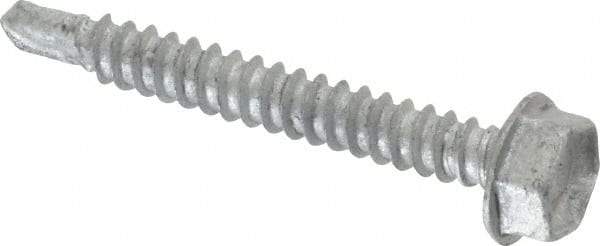 Buildex - #10, Hex Washer Head, Hex Drive, 1-1/2" Length Under Head, #3 Point, Self Drilling Screw - Steel - Apex Tool & Supply