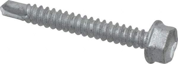 Buildex - #10, Hex Washer Head, Hex Drive, 1-1/2" Length Under Head, #3 Point, Self Drilling Screw - Steel - Apex Tool & Supply