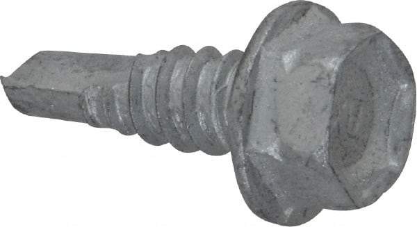 Buildex - 1/4", Hex Washer Head, Hex Drive, 3/4" Length Under Head, #3 Point, Self Drilling Screw - Steel - Apex Tool & Supply