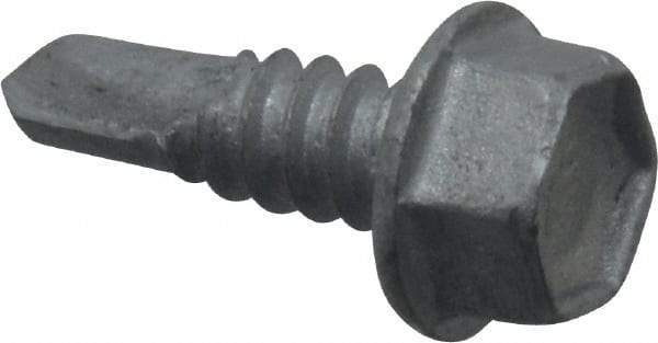 Buildex - 1/4", Hex Washer Head, Hex Drive, 3/4" Length Under Head, #3 Point, Self Drilling Screw - Steel - Apex Tool & Supply