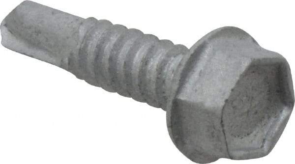 Buildex - 1/4", Hex Washer Head, Hex Drive, 1" Length Under Head, #3 Point, Self Drilling Screw - Steel - Apex Tool & Supply