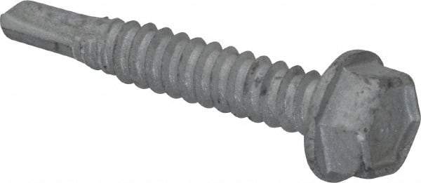 Buildex - 1/4", Hex Washer Head, Hex Drive, 1-1/2" Length Under Head, #3 Point, Self Drilling Screw - Steel - Apex Tool & Supply