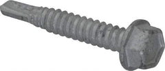 Buildex - 1/4", Hex Washer Head, Hex Drive, 1-1/2" Length Under Head, #3 Point, Self Drilling Screw - Steel - Apex Tool & Supply