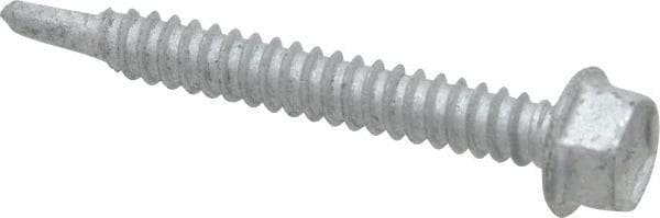 Buildex - 1/4", Hex Washer Head, Hex Drive, 2" Length Under Head, #3 Point, Self Drilling Screw - Steel - Apex Tool & Supply