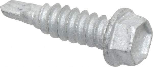 Buildex - 1/4", Hex Washer Head, Hex Drive, 7/8" Length Under Head, #1 Point, Self Drilling Screw - Steel - Apex Tool & Supply