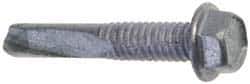 Buildex - 1/4", Hex Washer Head, Hex Drive, 4" Length Under Head, #5 Point, Self Drilling Screw - Steel - Apex Tool & Supply